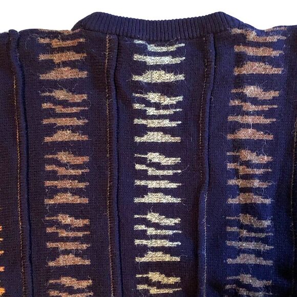 K. Cosa 3D Textured Knit Crewneck Sweater Mens Size L  VTG 90s Mod Pullover - Picture 8 of 13